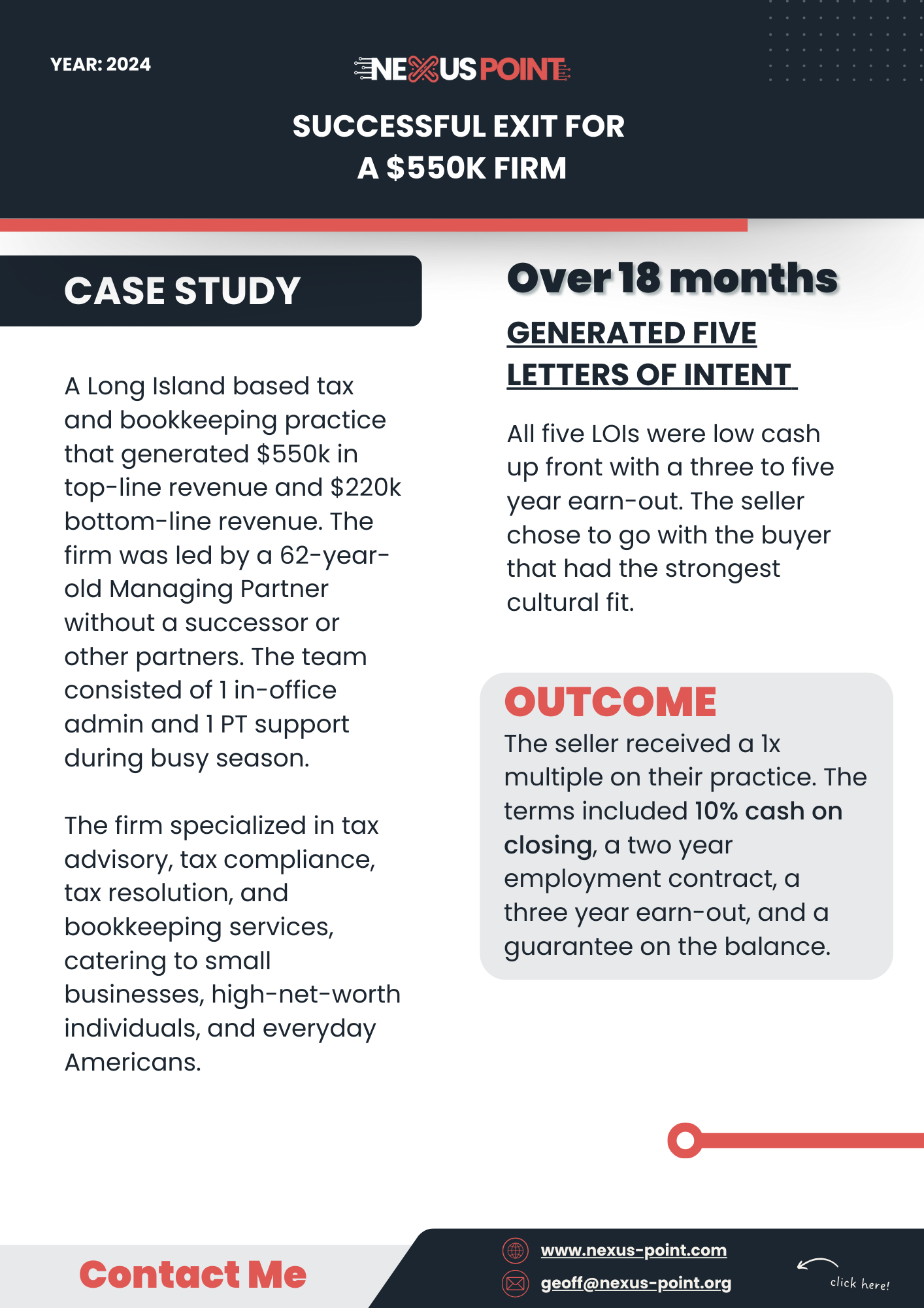 04 successful exit for a $550k firm - Case Studies Nexus Point